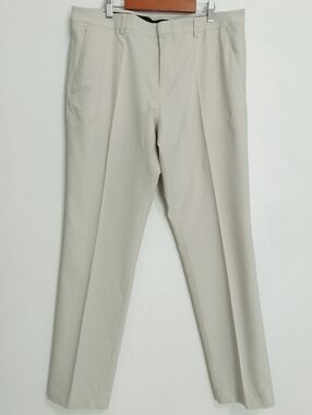 Perry Ellis Portfolio Men's Dress Pants Beige 33x30 Flex Stretch Flat Front Used